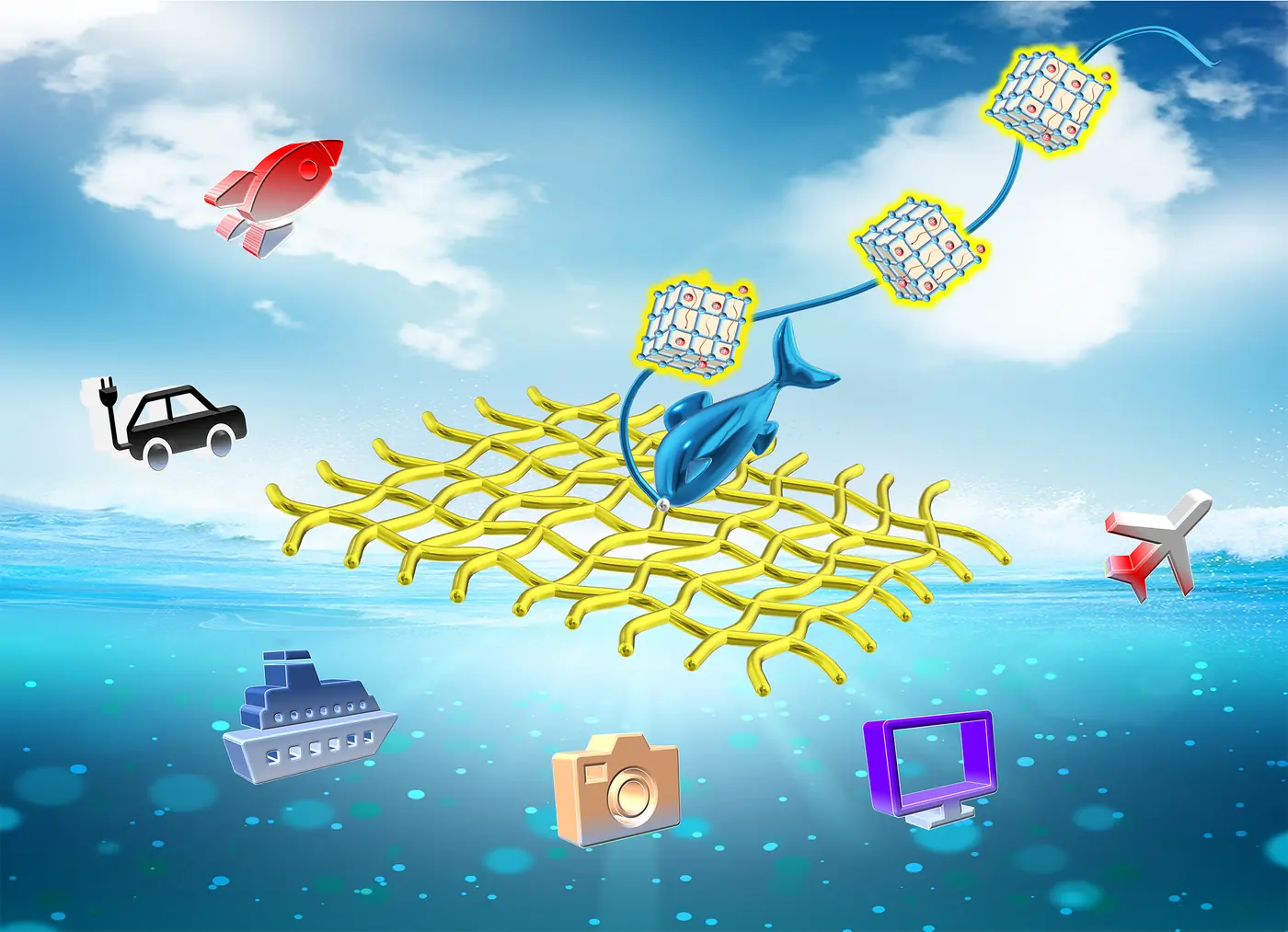 Scientific artwork illustrating polymer electrolytes for energy technologies